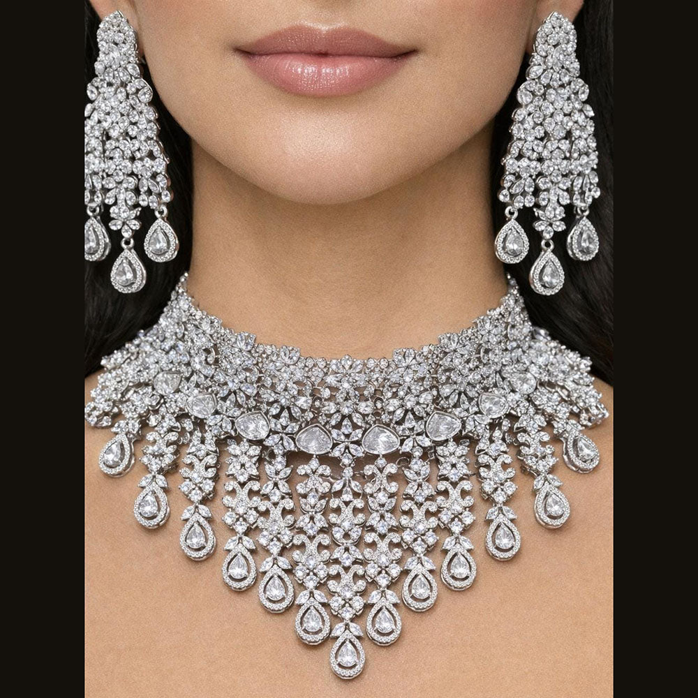 Jain Jewellers Classic American Diamond Designer Necklace Set