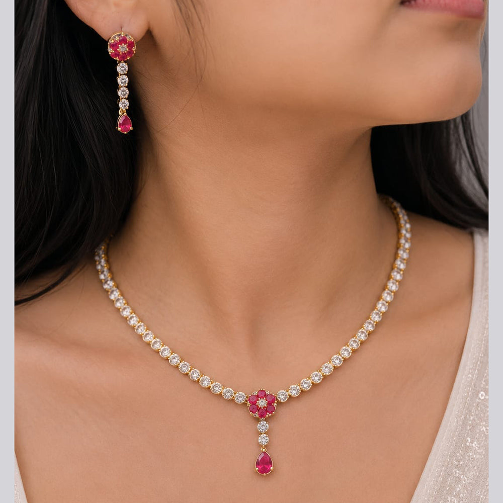 Jain Jewellers Premium American Diamond Designer Necklace Set