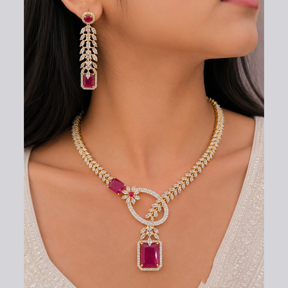Jain Jewellers Premium American Diamond Designer Necklace Set