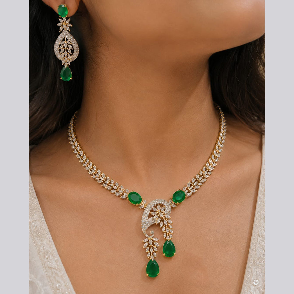 Jain Jewellers Premium American Diamond Designer Necklace Set