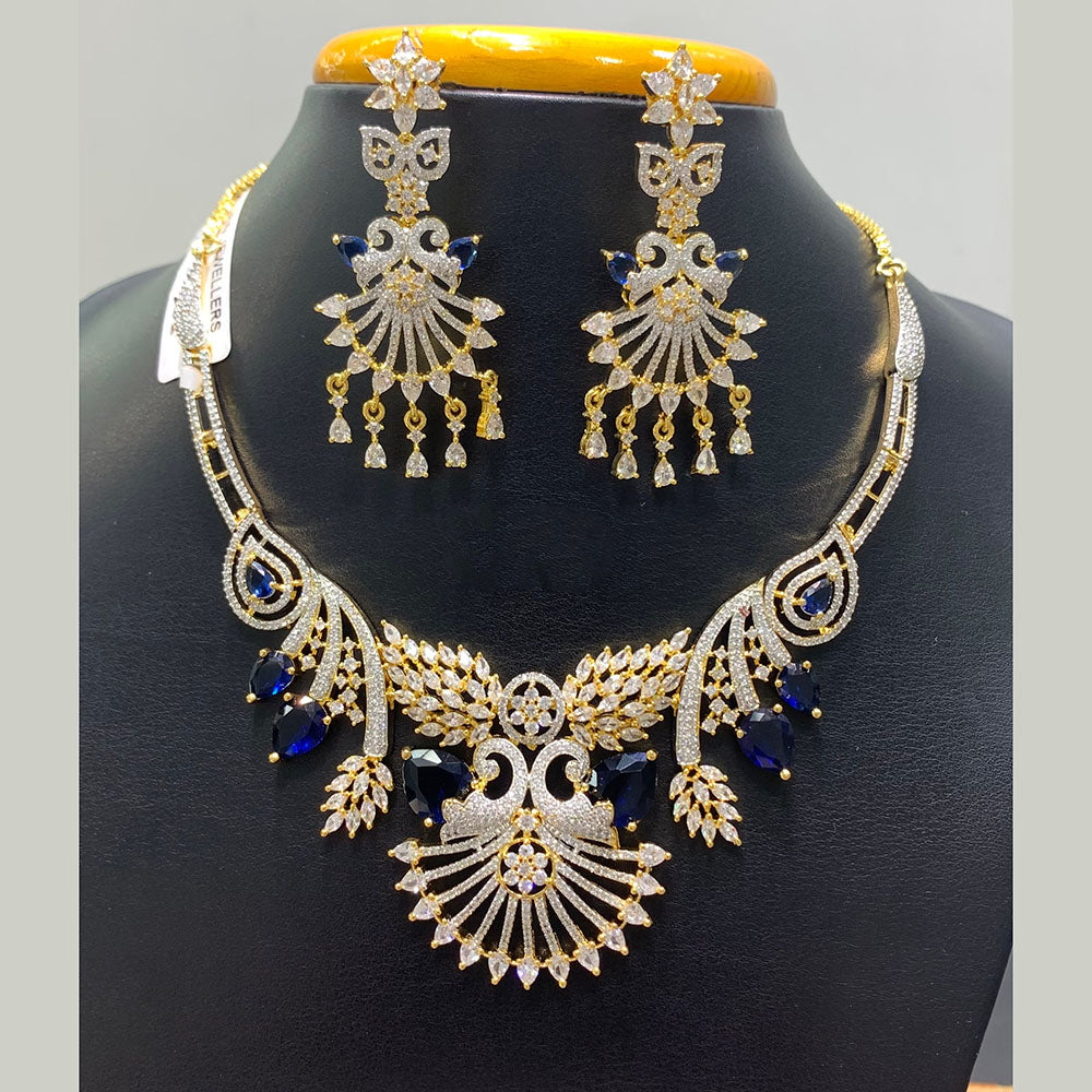 Jain Jewellers Premium American Diamond Designer Necklace Set