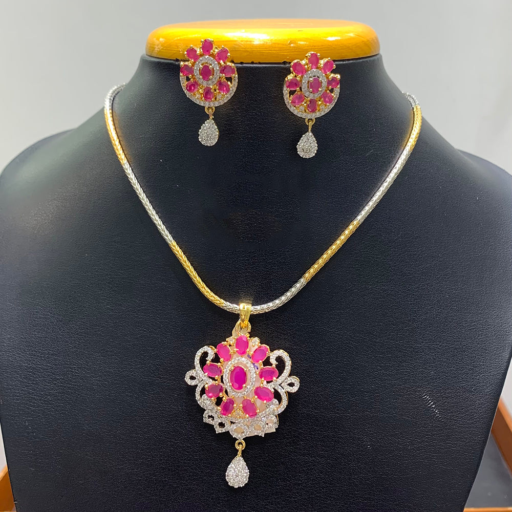Jain Jewellers Fashion American Diamond Chain Pendant Set