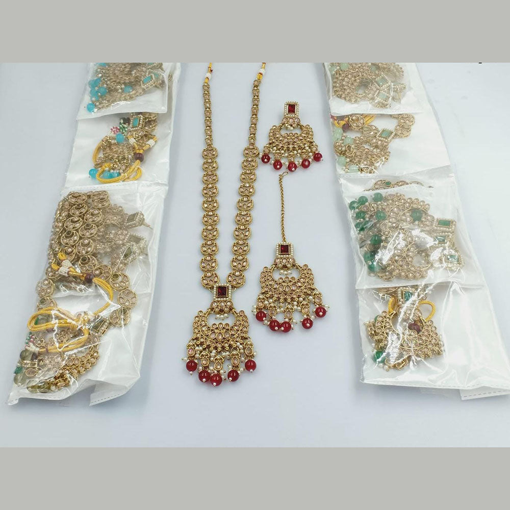 Kavita Art Gold Plated Crystal Stone And Pearls Long Necklace Set (1 Piece Only)