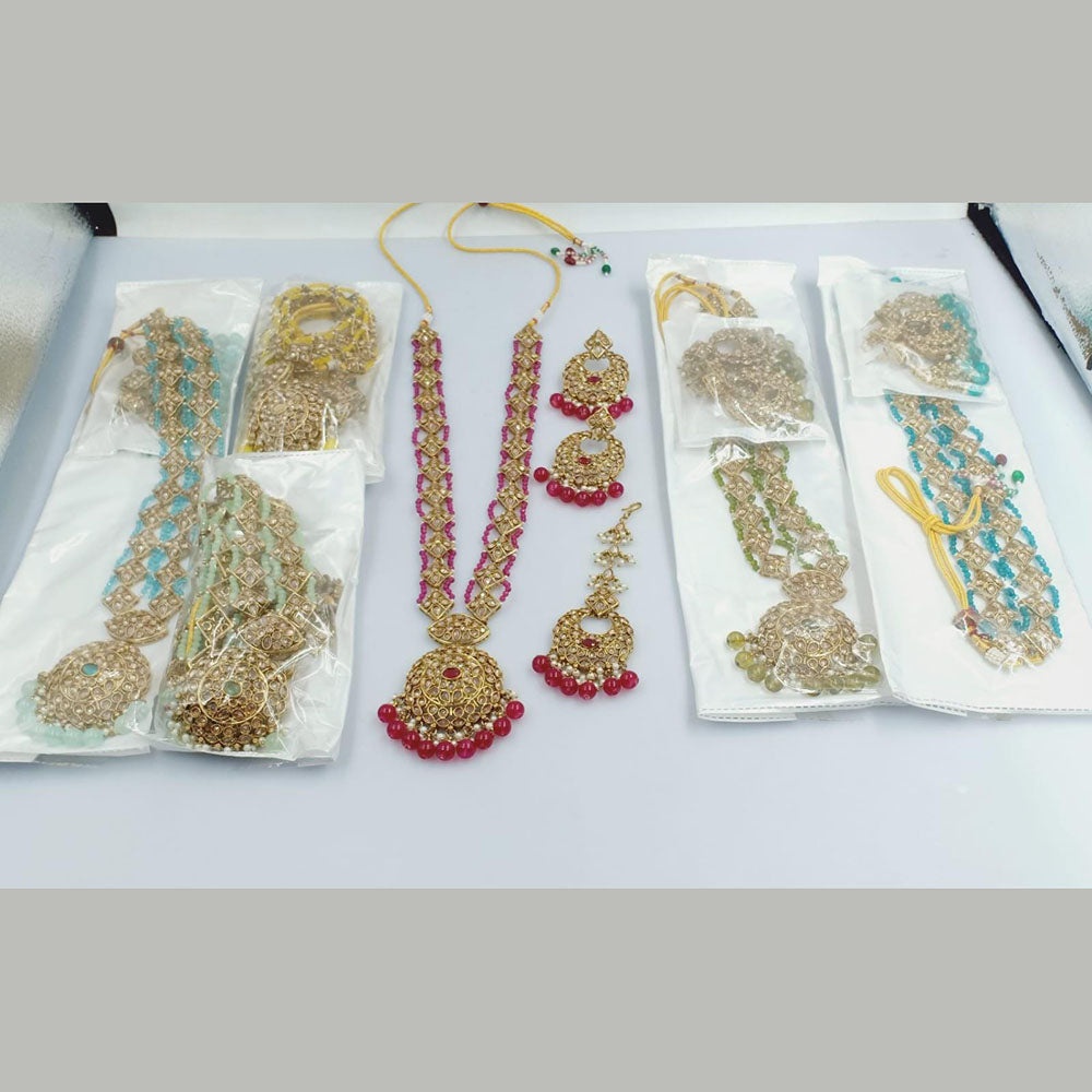 Kavita Art Gold Plated Crystal Stone And Pearls Long Necklace Set (1 Piece Only)