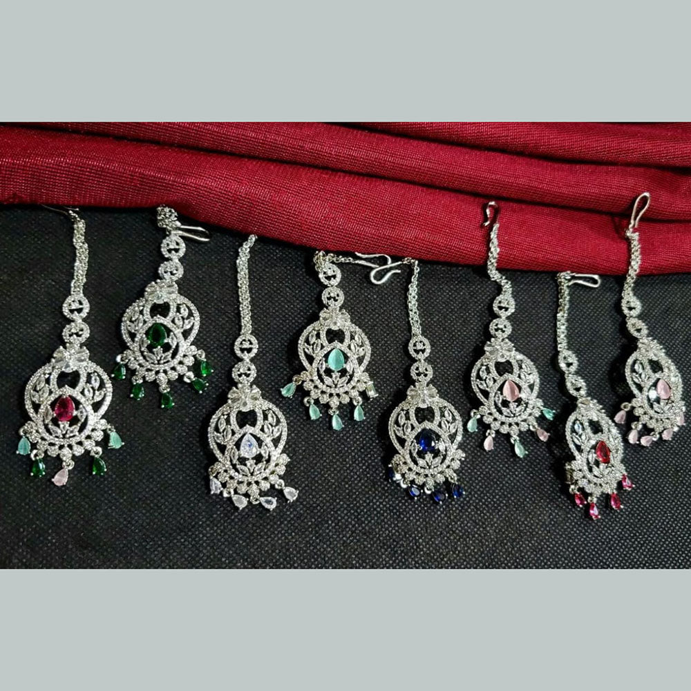Kavita Art Silver Plated American Diamonds Mangtikka