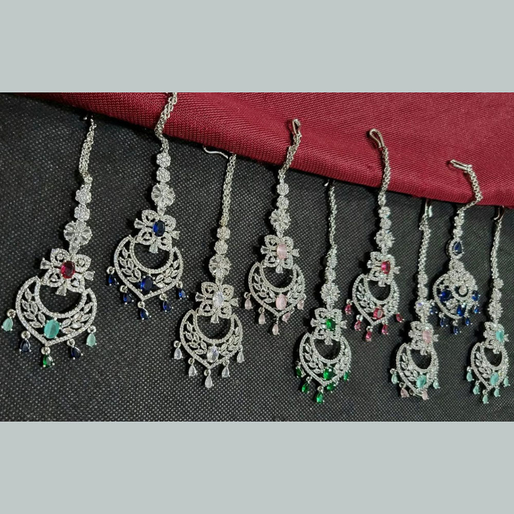 Kavita Art Silver Plated American Diamonds Mangtikka