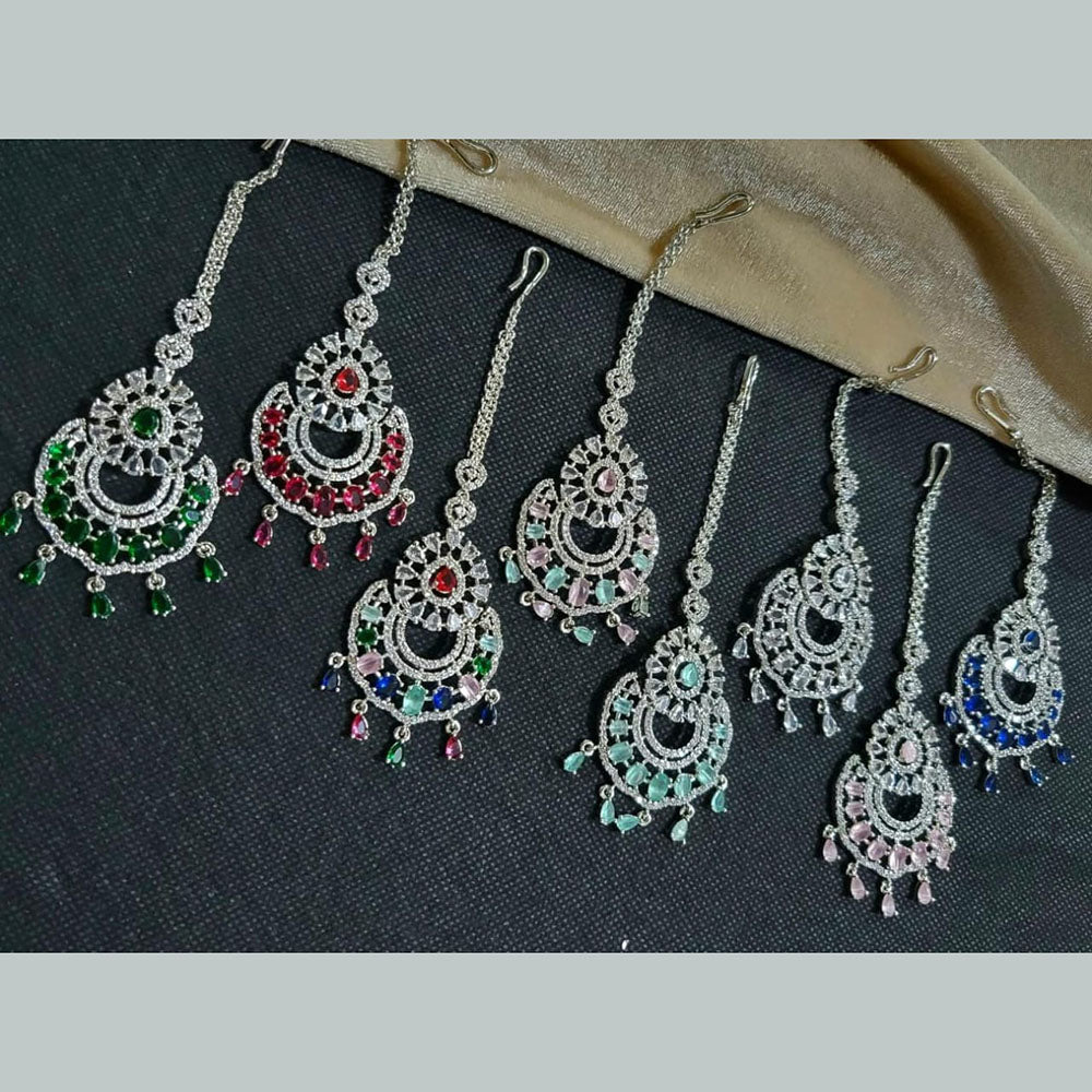 Kavita Art Silver Plated American Diamonds Mangtikka
