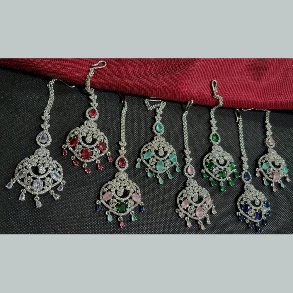 Kavita Art Silver Plated American Diamonds Mangtikka