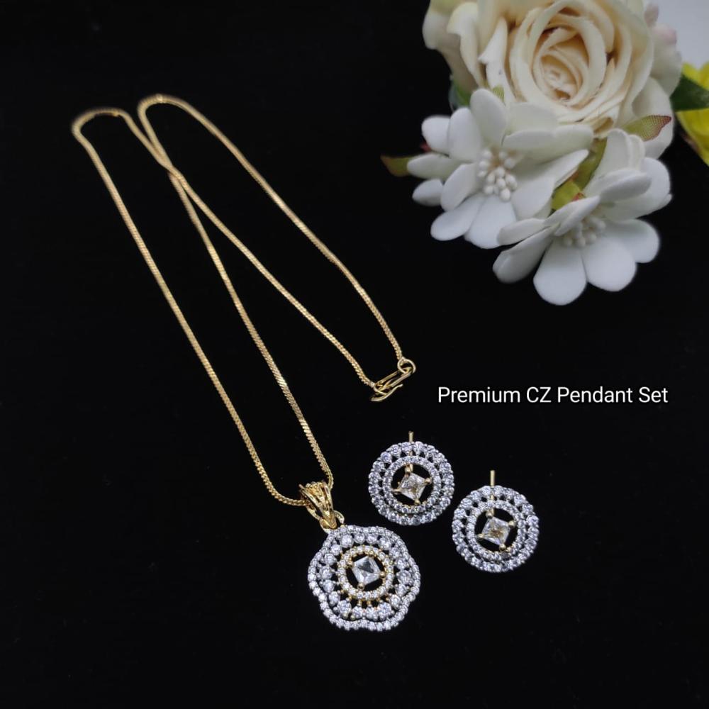 Kavita Art Gold Plated American Diamond Pendant Set