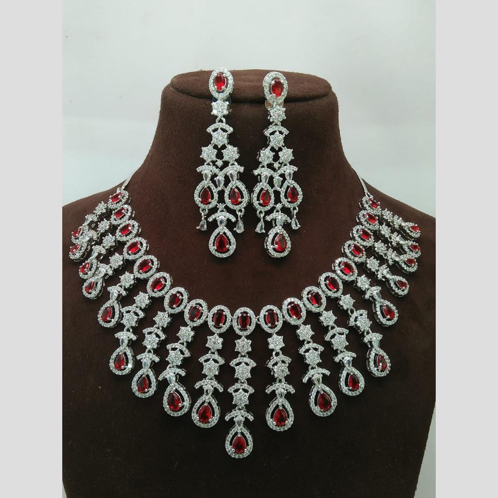 Kavita Art Silver Plated American Diamond Necklace Set