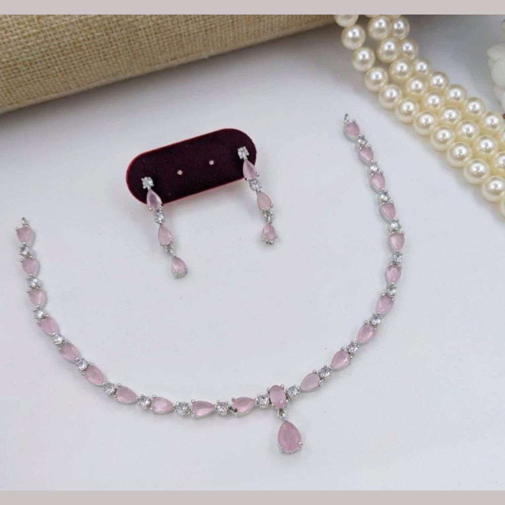 Kavita Art Silver Plated Adorned with Sparkling American Diamonds Necklace Set