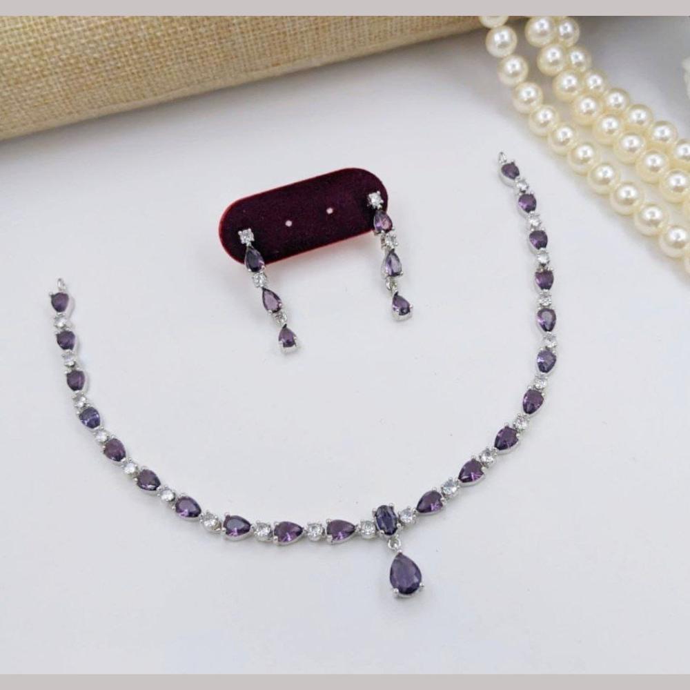 Kavita Art Silver Plated Adorned with Sparkling American Diamonds Necklace Set