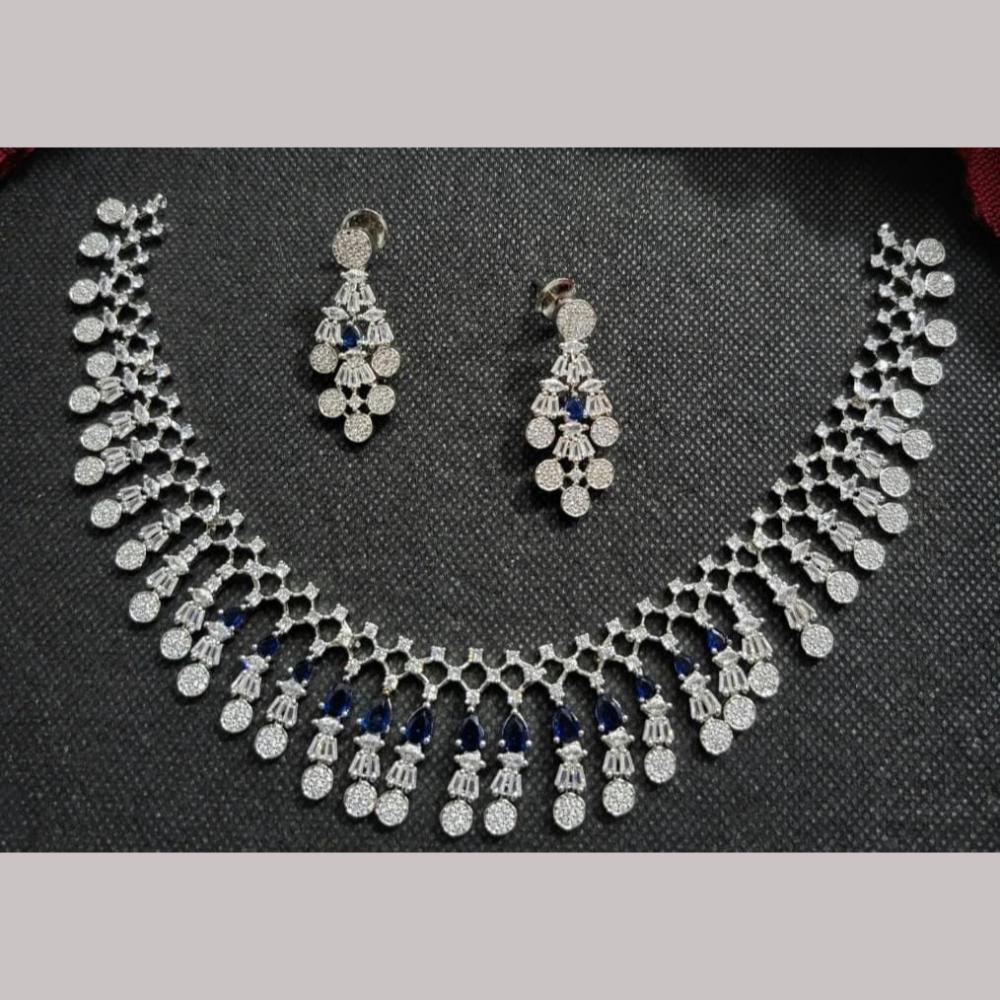 Kavita Art Silver Plated Adorned with Sparkling American Diamonds Necklace Set