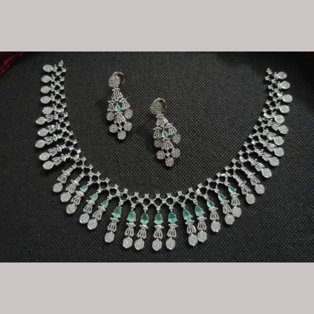 Kavita Art Silver Plated Adorned with Sparkling American Diamonds Necklace Set