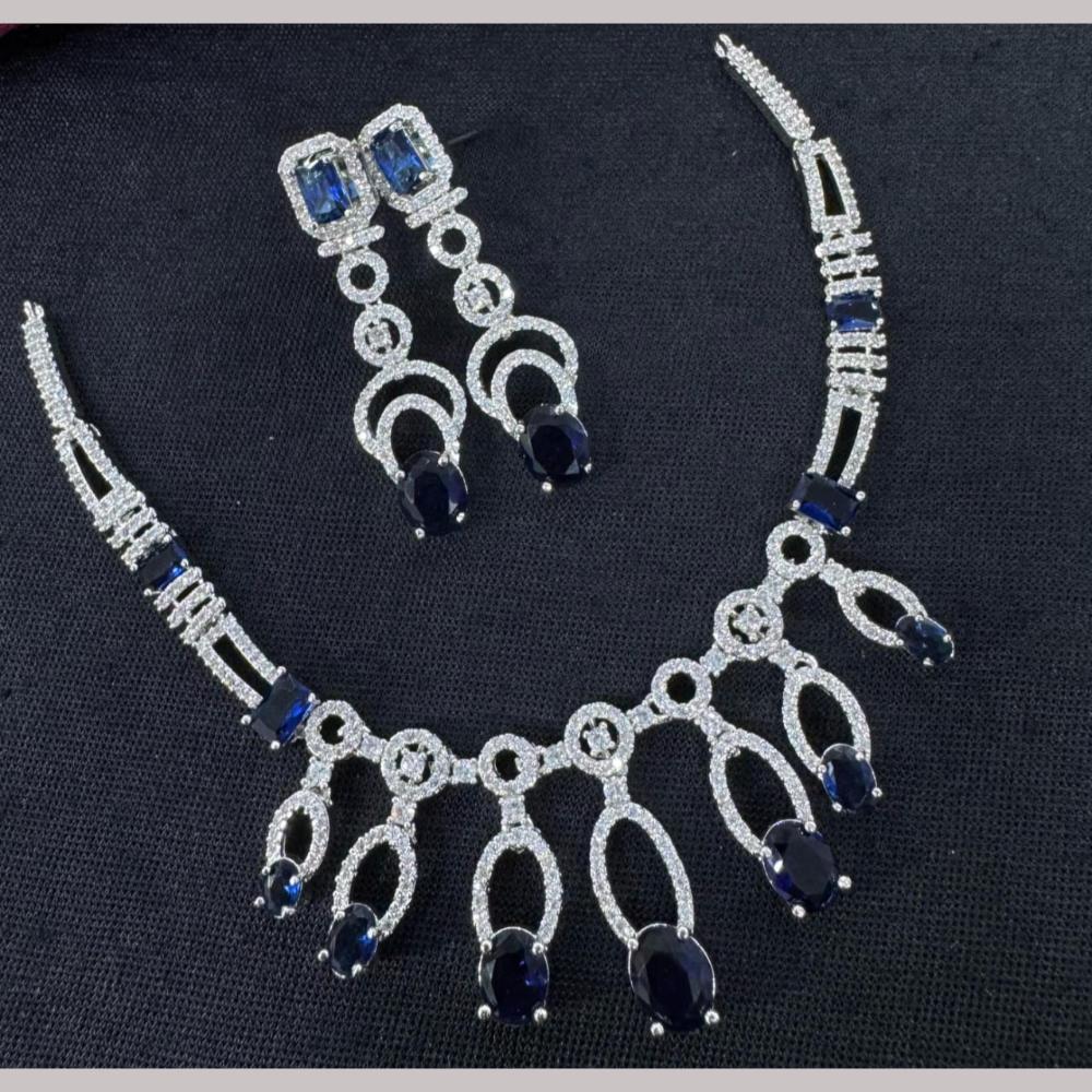Kavita Art Silver Plated Adorned with Sparkling American Diamonds Necklace Set