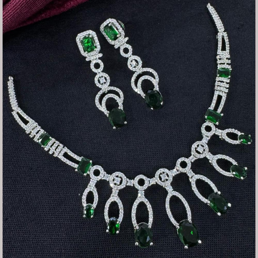 Kavita Art Silver Plated Adorned with Sparkling American Diamonds Necklace Set
