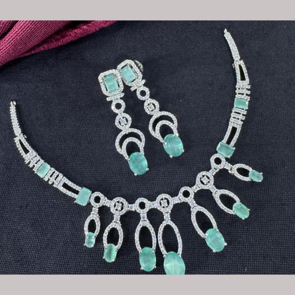 Kavita Art Silver Plated Adorned with Sparkling American Diamonds Necklace Set
