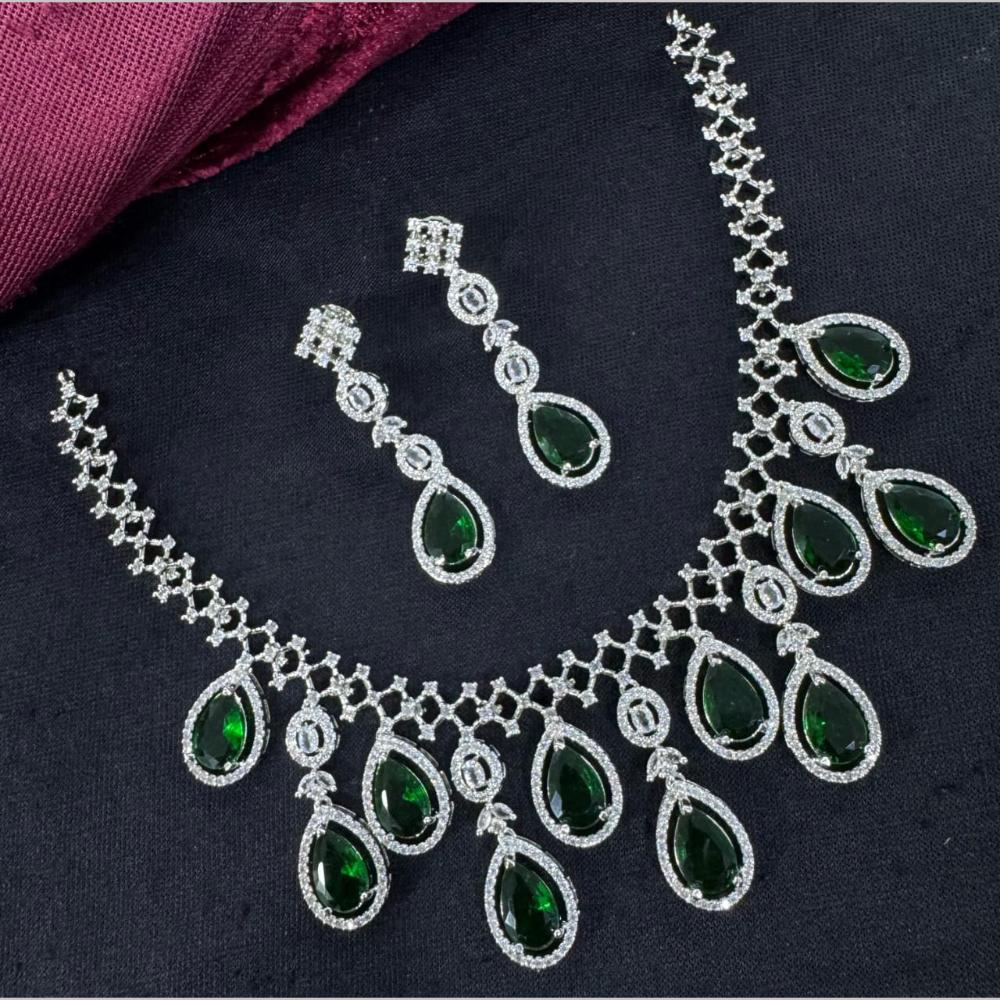 Kavita Art Silver Plated Adorned with Sparkling American Diamonds Necklace Set