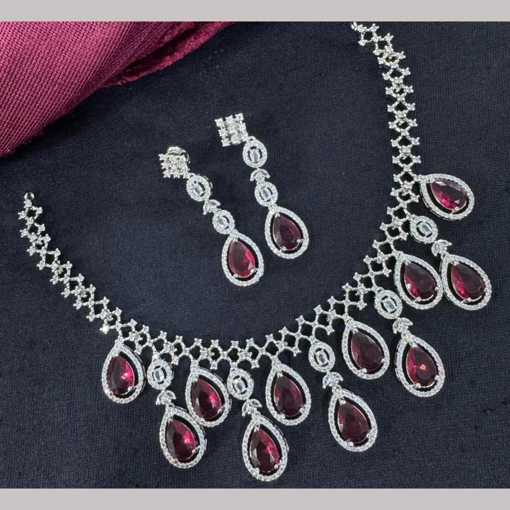 Kavita Art Silver Plated Adorned with Sparkling American Diamonds Necklace Set