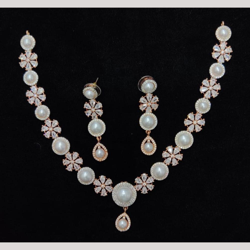 Kavita Art Silver Plated American Diamond Necklace Set