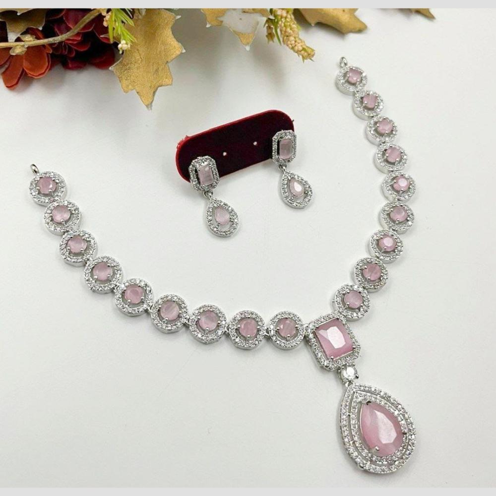 Kavita Art Silver Plated American Diamond Necklace Set