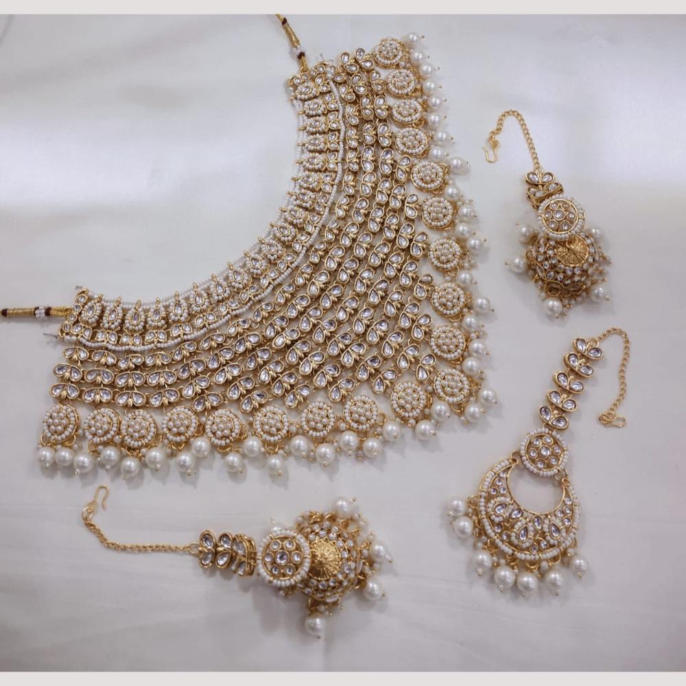 Kavita Art Gold Plated Kundan Stone And Pearl Necklace Set