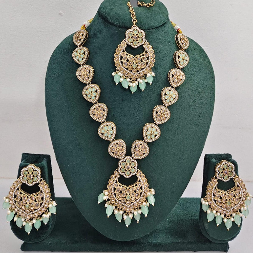 Kavita Art Luxurious Crystal Stone Pearl And Beads Necklace Set