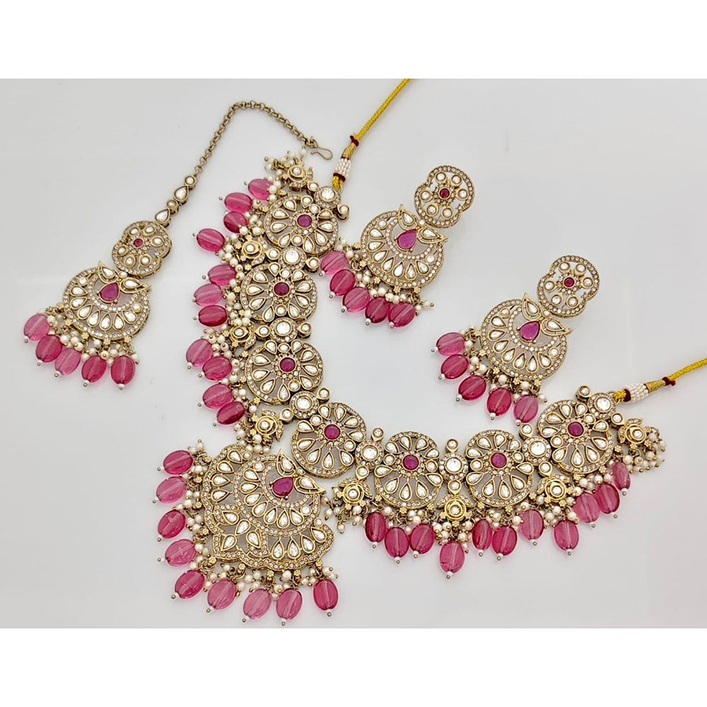 Kavita Art Elegant Pota Stone Pearl And Beads Necklace Set