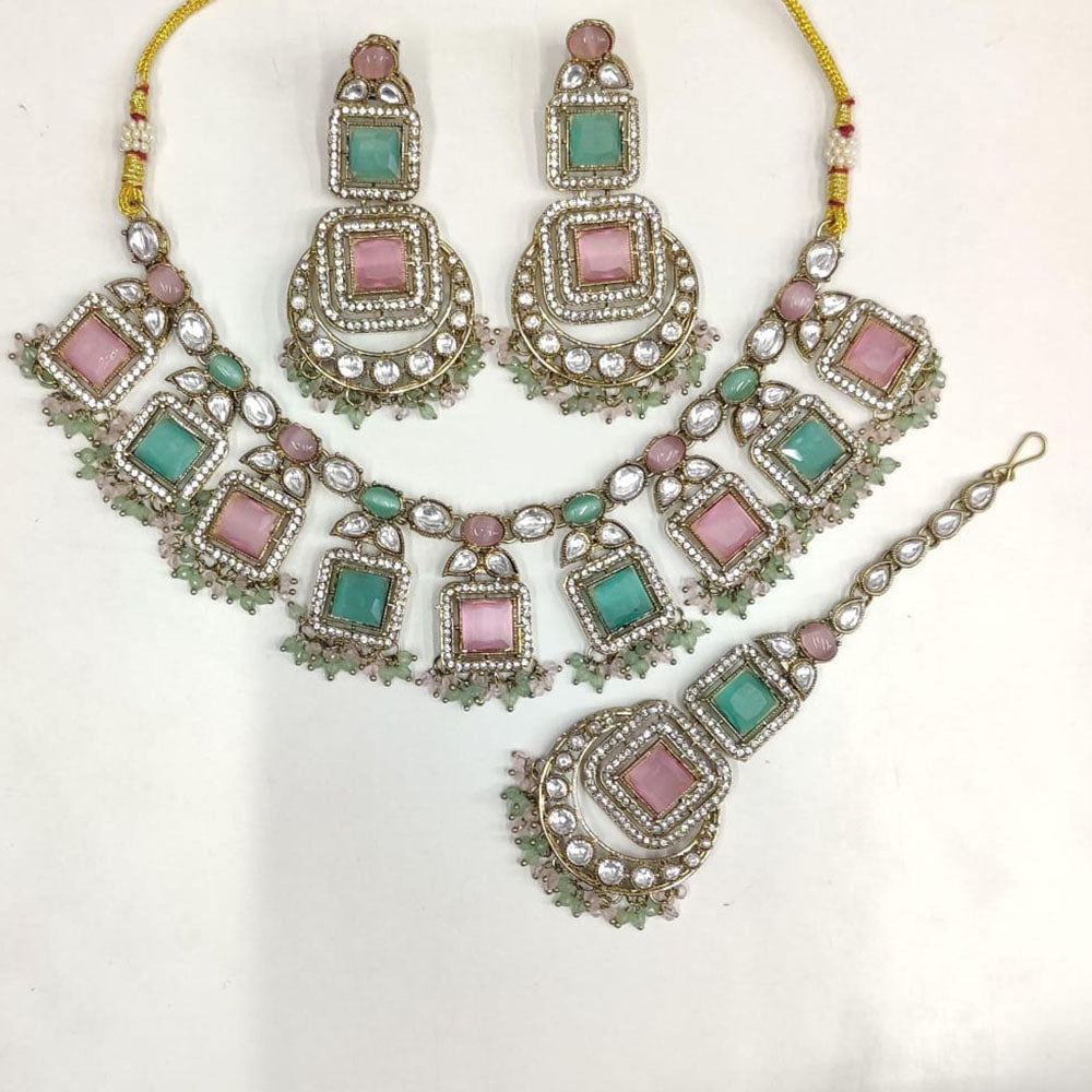 Kavita Art Elegant Pota Stone And Pearl Necklace Set