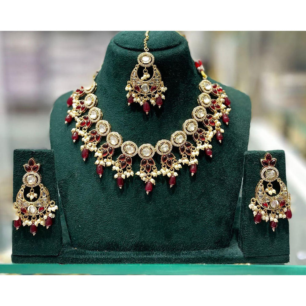 Kavita Art Elegant Pota Stone And Pearl Necklace Set