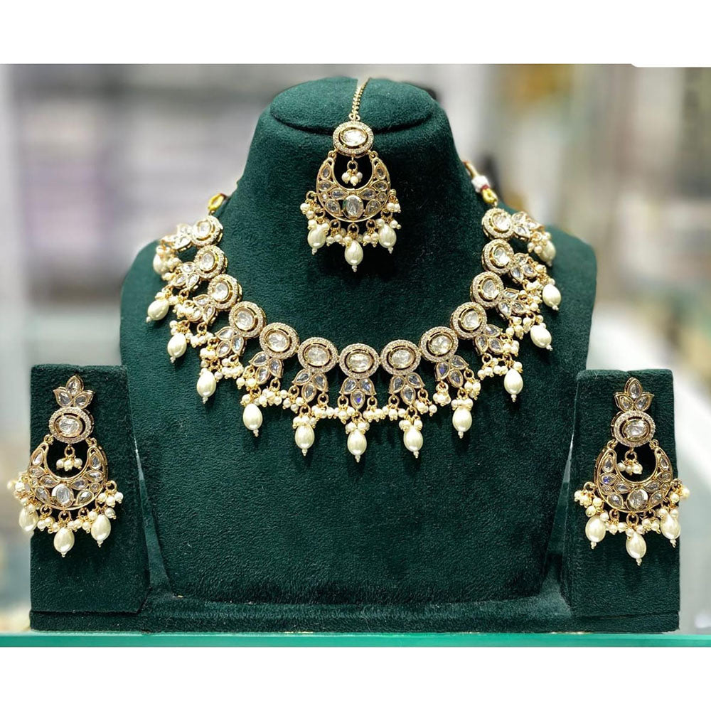 Kavita Art Elegant Pota Stone And Pearl Necklace Set