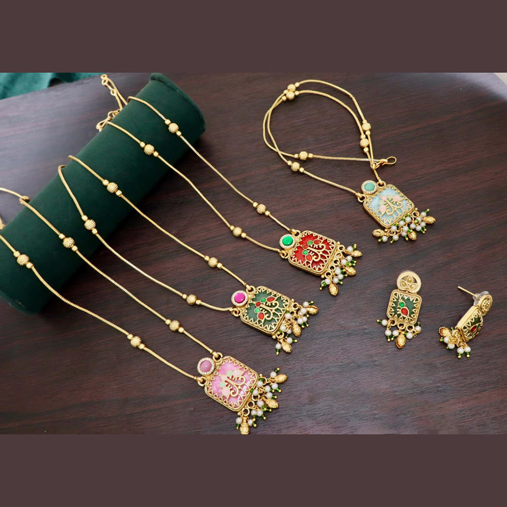 Kavita Art Heritage Pota Stone And Pearl Necklace Set