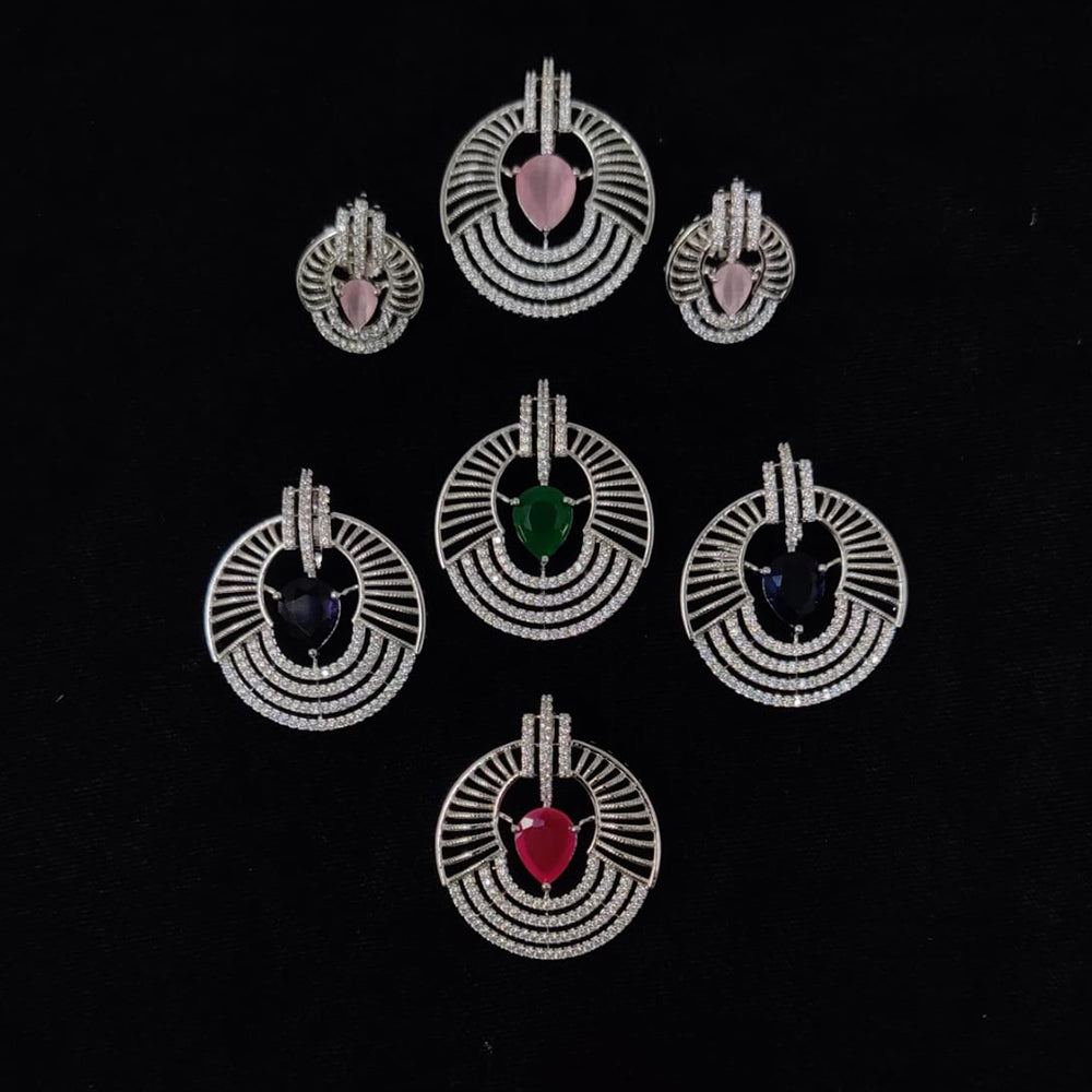 Kavita Art Classic American Daimond Stone Pendant Set