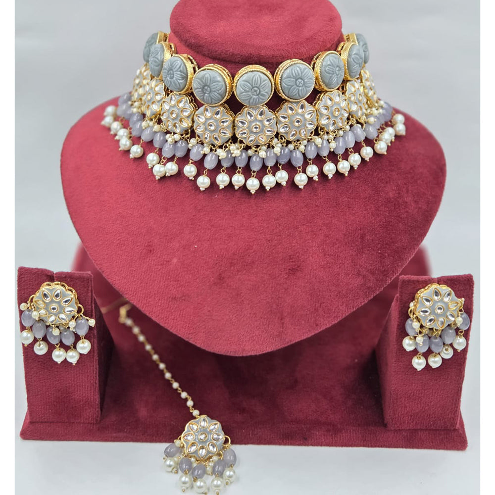 Kavita Art Classic Kundan Stone And Beads Choker Necklace Set