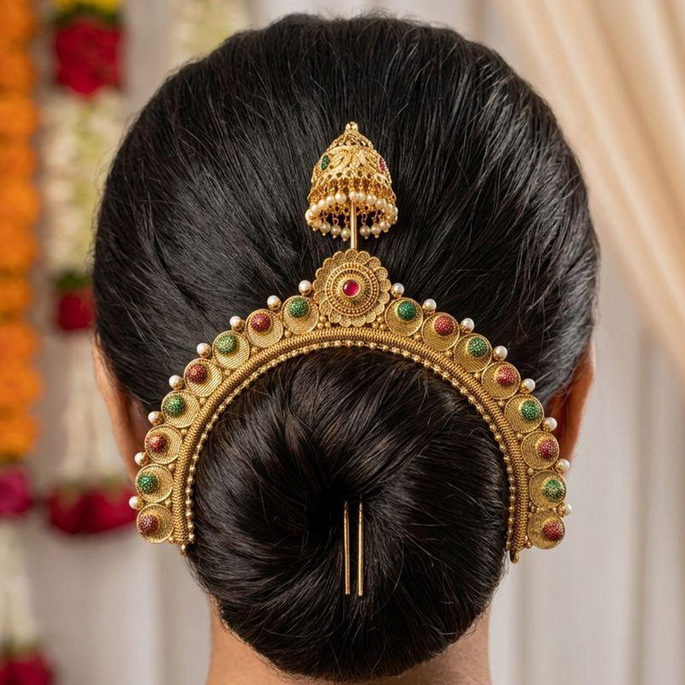 Kavita Art Ethnic Pota Stone And Pearl Hair Accessory