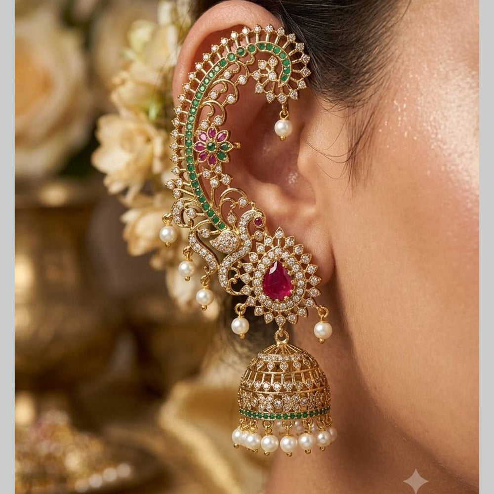 Kavita Art Gold Plated Austrian Stone And Pearl Earcuff Jhumki