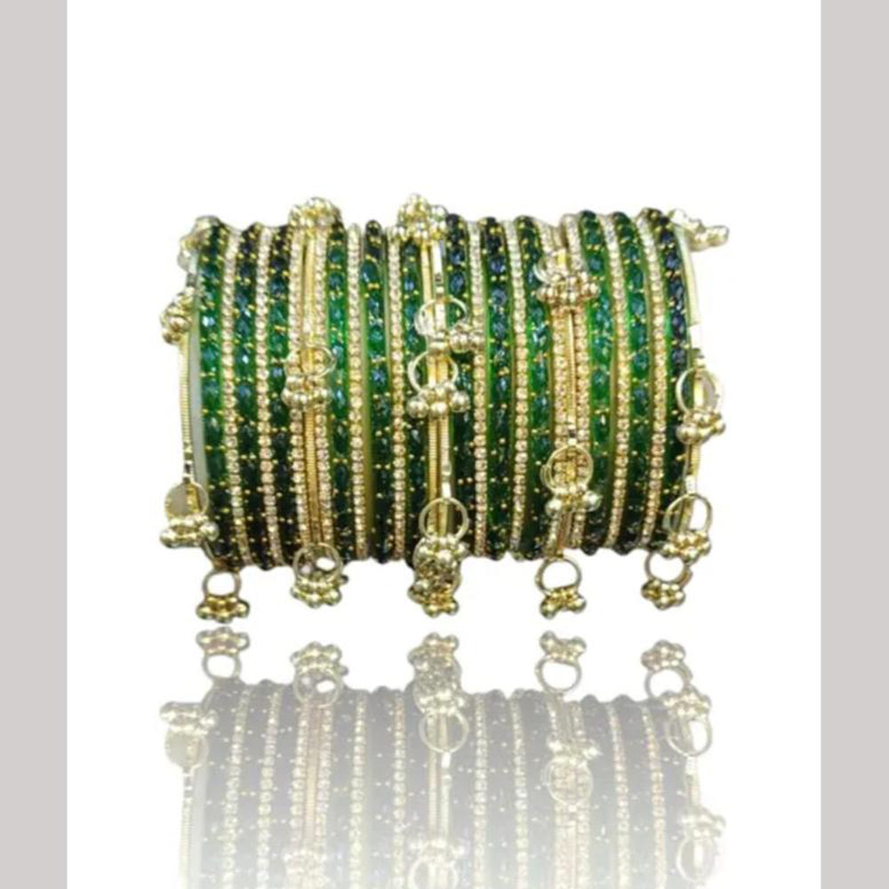 Kavita Art Royal Austrian Stone And Pearl Khashmiri Glass Khashmiri Bangles Set