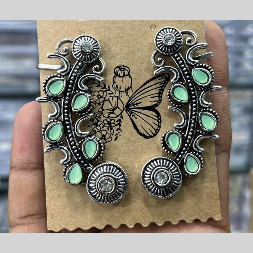 Kavita Art Heritage Style Oxidised Pota Stone Pearl Earcuff Earrings