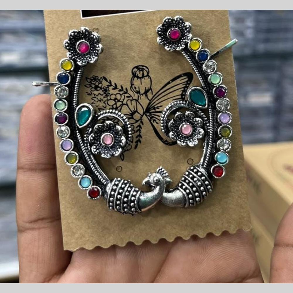 Kavita Art Heritage Style Oxidised Pota Stone Pearl Earcuff Earrings