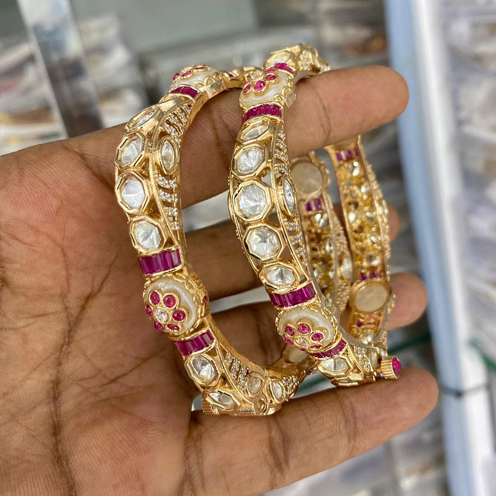 Kavita Art Graceful Polki Kundan Stone And Meenakari Openbale Bangles Set