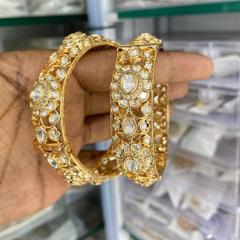 Kavita Art Graceful Polki Kundan Stone Openable Bangles Set