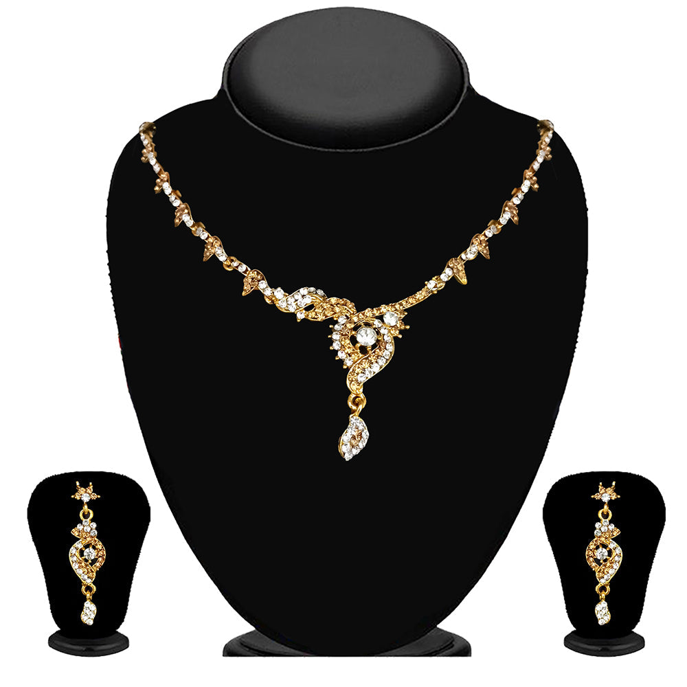 Urthn Gold Plated Elegant Austrian Stone Necklace set(Pack of 3)