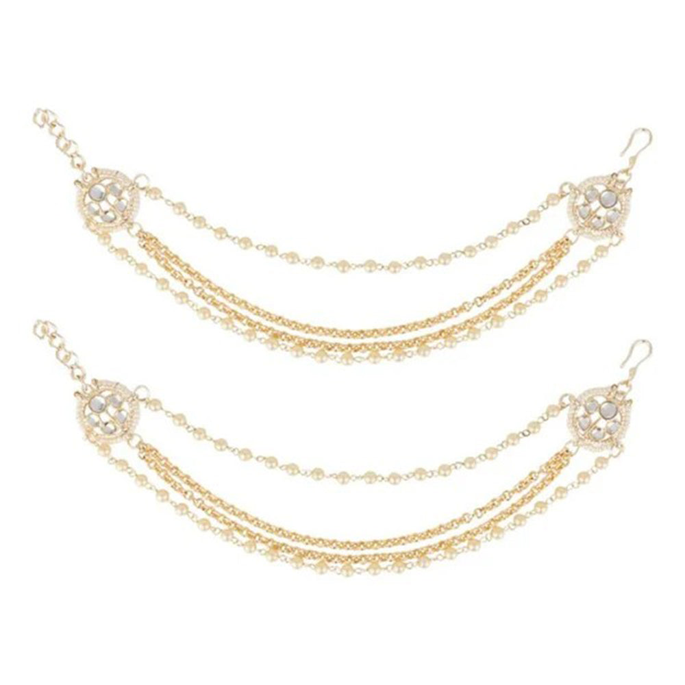 SNERA Gold Plated Kundan Stone And Pearl Kanchain