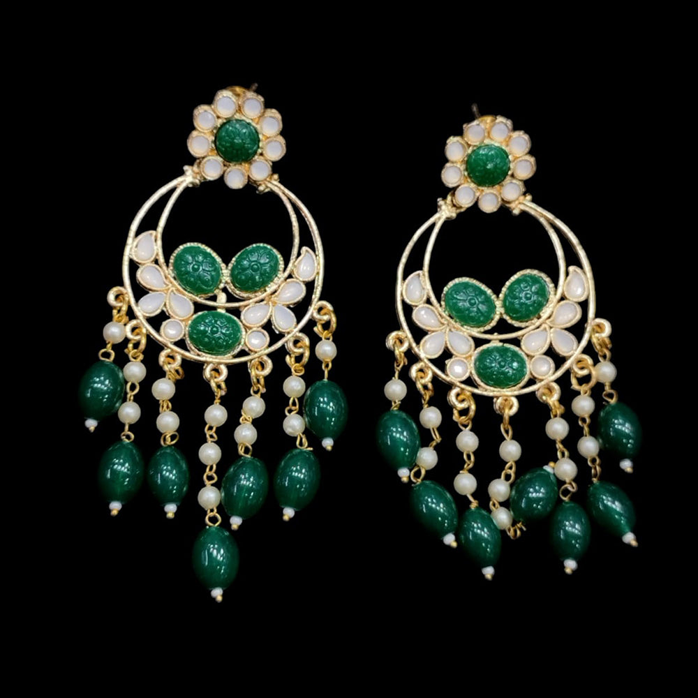 SNERA Gold Plated Beads And Pearls Dangler Earrings