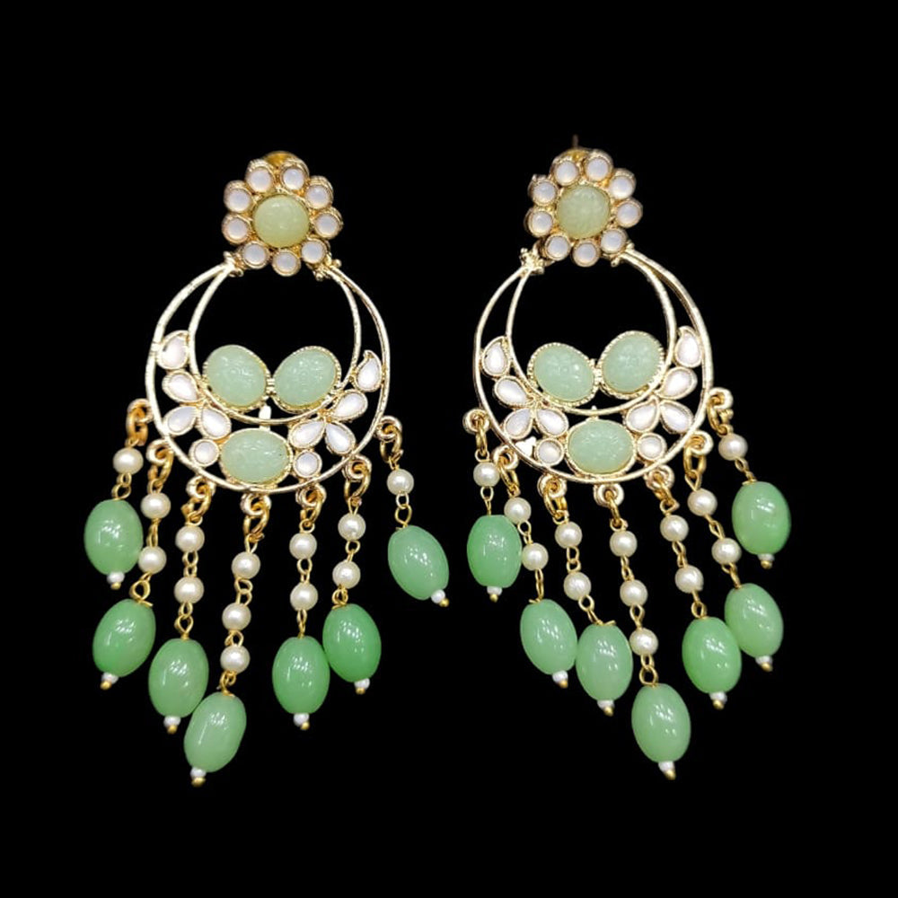 SNERA Gold Plated Beads And Pearls Dangler Earrings