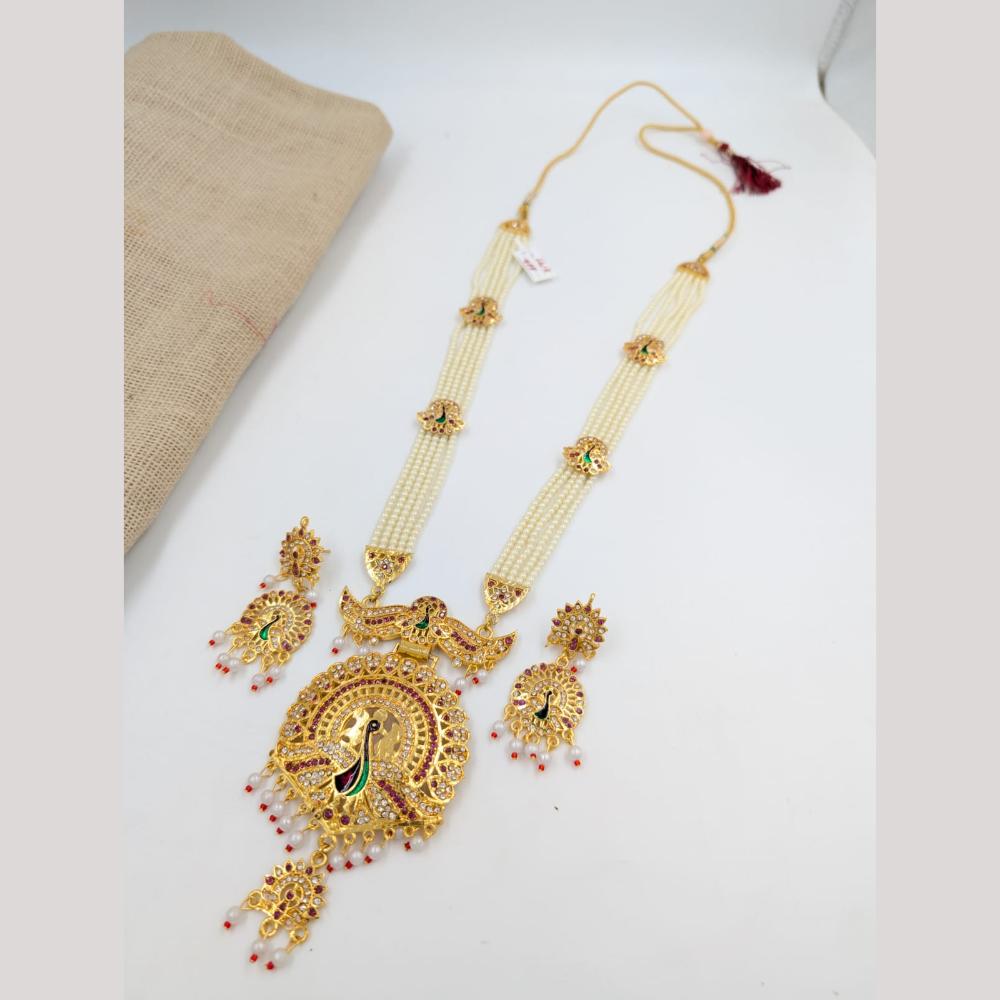 SNERA Gold Plated Austrain Stone And Pearls Necklace Set