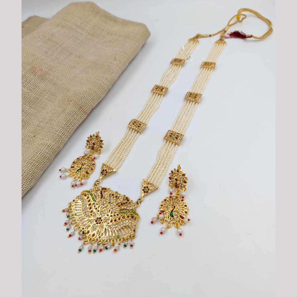 SNERA Gold Plated Austrain Stone And Pearls Necklace Set