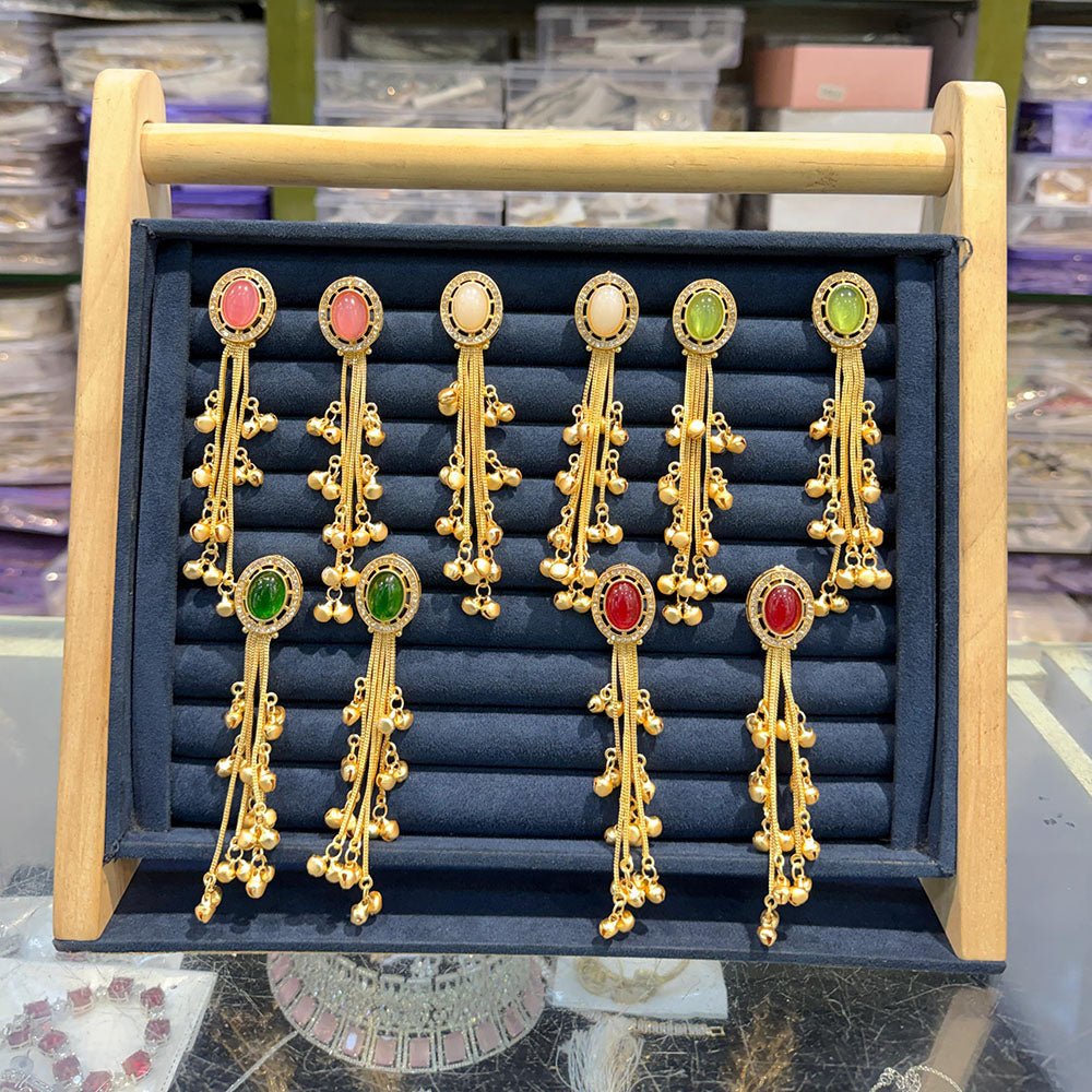SNERA Graceful Pota Stone And Pearl Kashmiri Dangler Earrings