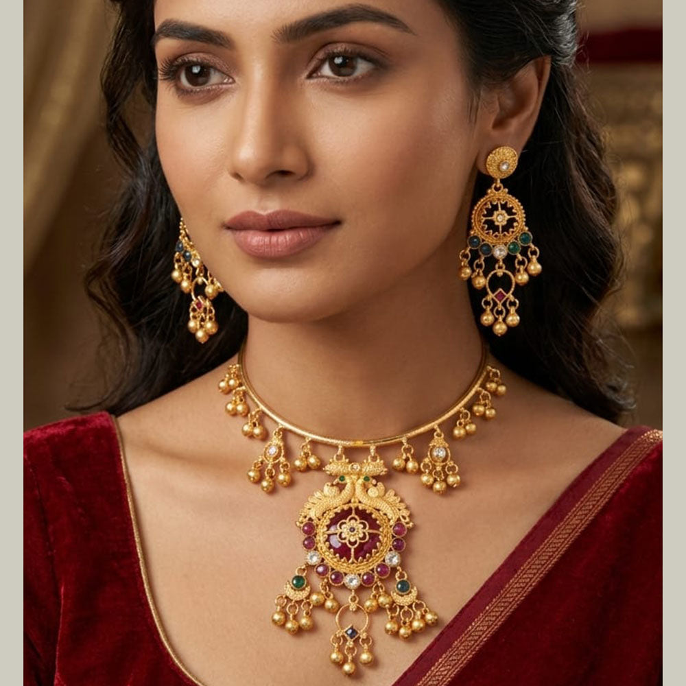 SNERA Graceful Pota Stone And Pearl Necklace Set