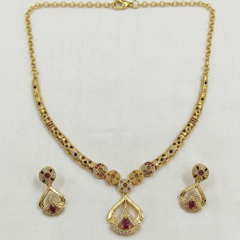 SNERA Traditional Gold Plated Austrian Stone Designer Necklace Set with Earrings